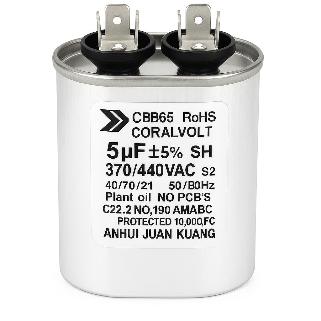 5+5 µF Dual Run Oval HVAC Capacitor – 370/440V AC | CBB65, UL